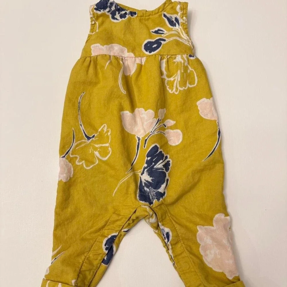 Mustard Yellow Floral Baby Romper Jumpsuit 3M Carter's Sleeveless Outfit